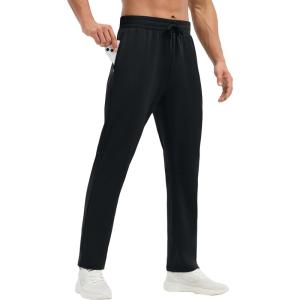 imagebaleaf Mens Fleece Lined Running Pants Winter Thermal Track Pants Zipper Pocket Water Resistant Athletic Workout HikingBlack Water Resistant