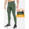 imagebaleaf Mens Winter Running Tights Thermal Cycling Pants Water Resistant Fleece Leggings Zipper Pockets Cold Weather GearGreen