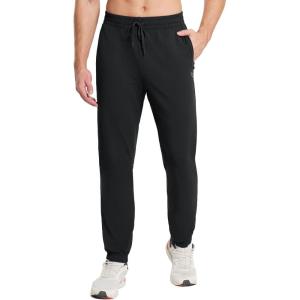 imagebaleaf Mens Fleece Lined Joggers Winter Athletic Sweatpants Thermal Hiking Workout Running Pants with Zipper PocketsBlack