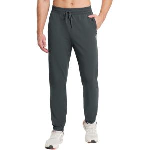 imagebaleaf Mens Fleece Lined Joggers Winter Athletic Sweatpants Thermal Hiking Workout Running Pants with Zipper PocketsDark Gray