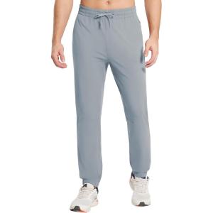 imagebaleaf Mens Fleece Lined Joggers Winter Athletic Sweatpants Thermal Hiking Workout Running Pants with Zipper PocketsGrey