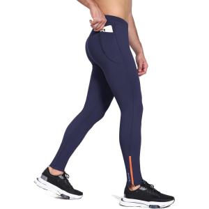 imagebaleaf Mens Winter Running Tights Thermal Cycling Pants Water Resistant Fleece Leggings Zipper Pockets Cold Weather GearNavy