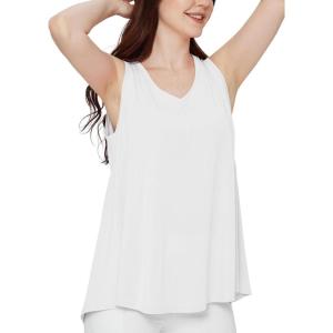 imagebaleaf Womens Flowy Tank Tops VNeck Tunic Sleeveless Workout Long Loose Fit Camis Yoga TShirts Cute Tee for Casual SummerWhite