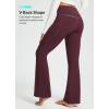 imagebaleaf Womens Fleece Lined Pants Water Resistant Winter Thermal Warm Flare Leggings Bell Bottom Yoga Pants with PocketsWine Red