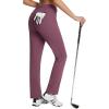 imagebaleaf Womens Golf Pant Winter Fleece Lined Pants with Belt Loops Pockets Travel Work CasualFrose Red