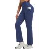 imagebaleaf Womens Fleece Lined Pants Thermal Warm Winter Leggings with Pockets Water Resistant Bootcut Flare Yoga PantsNavy Blue