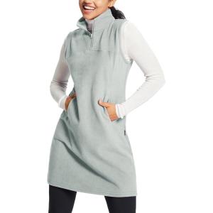 imagebaleaf Womens Fleece Dress Sweatshirt Long Tunic Quarter Zip Pullover Polar Winter Warm Thermal Travel Dress with PocketGrey