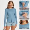 imageBALEAF Womens Sun Shirts UPF 50 Long Sleeve Hiking Tops Lightweight Quick Dry UV Protection Outdoor ClothingHeather Blue
