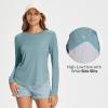 imageBALEAF Womens Sun Shirts UPF 50 Long Sleeve Hiking Tops Lightweight Quick Dry UV Protection Outdoor ClothingHeather Light Blue