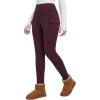 imagebaleaf Womens Thick Fleece Lined Leggings Winter Warm Thermal High Waisted Tummy Control Snow Ski PantsWine Red