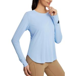 imageBALEAF Womens Sun Shirts UPF 50 Long Sleeve Hiking Tops Lightweight Quick Dry UV Protection Outdoor ClothingLight Blue