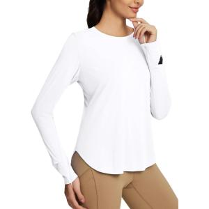 imageBALEAF Womens Sun Shirts UPF 50 Long Sleeve Hiking Tops Lightweight Quick Dry UV Protection Outdoor ClothingWhite