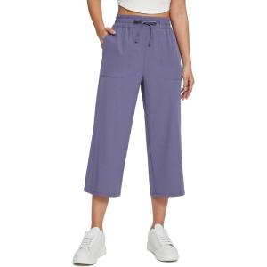 imagebaleaf Womens Capri Pants Wide Leg Plus Size UPF50 Lightweight Quick Dry Pants Casual Loose Sweatpants Hiking Walking21 Caprispurple