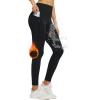 imagebaleaf Fleece Lined Leggings Women Waterproof Thermal Pants Winter Workout Running Tights with Pockets Cold Weather GearBlack