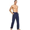 imagebaleaf Mens Sweatpants Yoga Lounge Cotton Pajama Pants Casual Open Bottom Straight Leg Stretchy Sweat Pants with PocketsAheather Blue