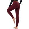 imagebaleaf Womens Fleece Lined Leggings Thermal Warm Winter Tights High Waisted Thick Yoga Pants Cold Weather with PocketsRuby Wine