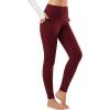 imagebaleaf Womens Fleece Lined Leggings Thermal Warm Winter Tights High Waisted Thick Yoga Pants Cold Weather with PocketsRuby Wine