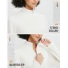 imagebaleaf Womens Fleece Quarter Zip Pullover Long Sleeve Thermal Tops Cold Weather Hiking Running Gear with Kangaroo PocketIvory White