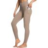 imagebaleaf Womens Leggings with Pockets Black Tummy Control Workout High Waisted Athletic 78 Ultra Soft Gym Yoga Ankle PantsLight Brown