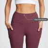 imagebaleaf Womens Leggings with Pockets Black Tummy Control Workout High Waisted Athletic 78 Ultra Soft Gym Yoga Ankle PantsWine