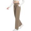 imagebaleaf Fleece Lined Thermal Pants Women Sweatpants Wide Leg Water Resistant Casual Lounge with Pockets Yoga WorkoutBrown