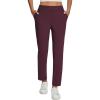 imagebaleaf Womens Business Casual Pants Stretch Travel Pants On Airport with Zipper Pockets Dressy Slacks Golf Work Pull onWine Red