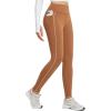 imagebaleaf Womens Fleece Lined Leggings Thermal Warm Winter Tights with Pockets High Waisted Yoga PantsCaramel