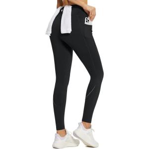 imagebaleaf Fleece Lined Leggings Women Waterproof Thermal Pants Winter Workout Running Tights with Pockets Cold Weather GearBlack