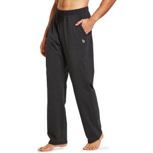 imagebaleaf Mens Sweatpants Yoga Lounge Cotton Pajama Pants Casual Open Bottom Straight Leg Stretchy Sweat Pants with PocketsAcharcoal