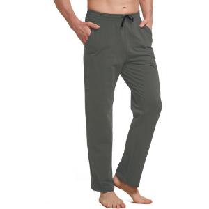 imagebaleaf Mens Sweatpants Yoga Lounge Cotton Pajama Pants Casual Open Bottom Straight Leg Stretchy Sweat Pants with PocketsAgray