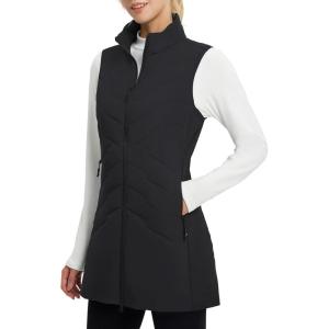 imagebaleaf Running Vest for Women Long Puffer Fall Coat Sleeveless Jacket Outerwear Winter Warm Fleece Hybrid LightweightBlack