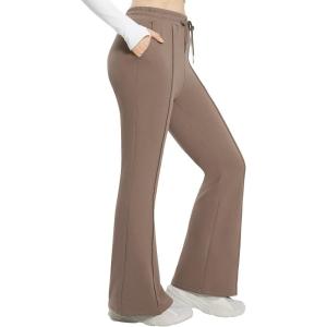 imagebaleaf Womens Fleece Lined Flare Sweatpants with Pockets Ladies Sweat Pants Drawstring Bootcut Bell Bottom DanceTan
