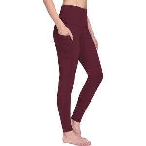 imagebaleaf Womens Fleece Lined Leggings Thermal Warm Winter Tights High Waisted Thick Yoga Pants Cold Weather with PocketsWine Red