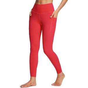 imagebaleaf Womens Leggings with Pockets Black Tummy Control Workout High Waisted Athletic 78 Ultra Soft Gym Yoga Ankle PantsFiery Red