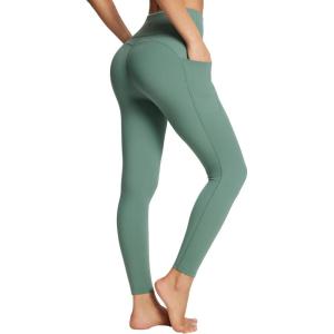 imagebaleaf Womens Leggings with Pockets Black Tummy Control Workout High Waisted Athletic 78 Ultra Soft Gym Yoga Ankle PantsGreen
