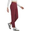 imagebaleaf Womens Fleece Lined Pants Winter Thermal Travel Pants Water Resistant Cold Weather Golf Hiking Pockets WorkWine Red