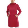 imagebaleaf Womens Fleece Sweatshirt Dress Thermal Long Winter Fall Tunic Dresses Outfits with Pocket Hooded PulloverRed