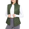 imagebaleaf Womens Puffer Vest Lightweight Winter Warm Stand Collar Quilted Vests Water Resistant Zip PocketsArmy Green
