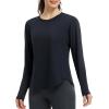 imagebaleaf Womens Long Sleeve Running Shirts Lightweight Stretchy Workout Athletic Yoga Tops with Curved Hem Thumb LoopBlack