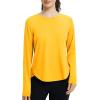imagebaleaf Womens Long Sleeve Running Shirts Lightweight Stretchy Workout Athletic Yoga Tops with Curved Hem Thumb LoopYellow