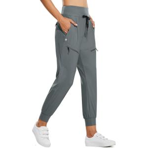 imagebaleaf Womens Joggers Lightweight Hiking Pants High Waist 5 Zipper Pockets Quick Dry Travel Athletic UPF50Dark Grey 28 Inseam