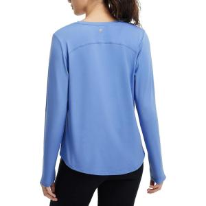 imagebaleaf Womens Long Sleeve Running Shirts Lightweight Stretchy Workout Athletic Yoga Tops with Curved Hem Thumb LoopLight Blue