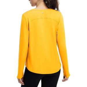imagebaleaf Womens Long Sleeve Running Shirts Lightweight Stretchy Workout Athletic Yoga Tops with Curved Hem Thumb LoopYellow