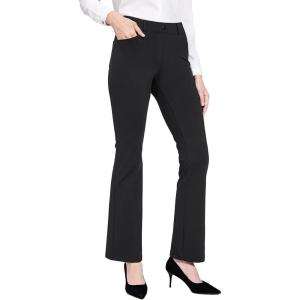 imagebaleaf Womens Yoga Dress Pants Stretchy Work Slacks Business Casual Straight LegBootcut Pull on Trousers w 4 PocketsBlack