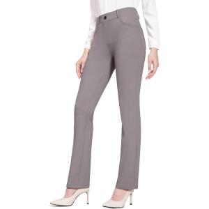 imagebaleaf Womens Yoga Dress Pants Stretchy Work Slacks Business Casual Straight LegBootcut Pull on Trousers w 4 PocketsGray