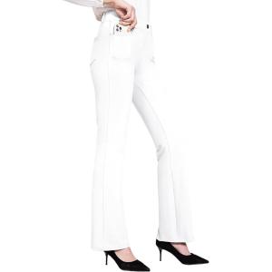 imagebaleaf Womens Yoga Dress Pants Stretchy Work Slacks Business Casual Straight LegBootcut Pull on Trousers w 4 PocketsWhite