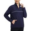 imagebaleaf Womens Fleece Golf Pullover Half Zip Running Jacket Thermal Shirts Winter Cold Weather Gear Water ResistantNavy Blue