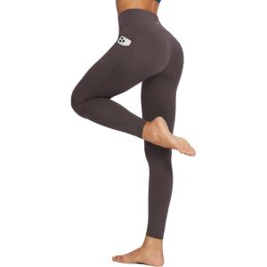 imagebaleaf 78 Workout Leggings with Pockets for Women High Waisted Tummy Control Plus Size Yoga Pants for Running Gym AthleticSeal Brown