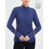 imagebaleaf Thermal Shirts for Women Long Sleeve Turtleneck Tops Fleece Lined Base Layer with Thumb Hole Cold Weather Winter GearNavy Blue
