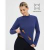 imagebaleaf Thermal Shirts for Women Long Sleeve Turtleneck Tops Fleece Lined Base Layer with Thumb Hole Cold Weather Winter GearNavy Blue